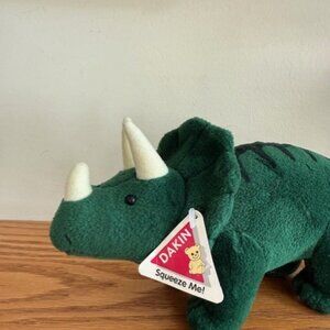 VTG Dakin Dinosaur Triceratops Plush Green 10" Sound Applause